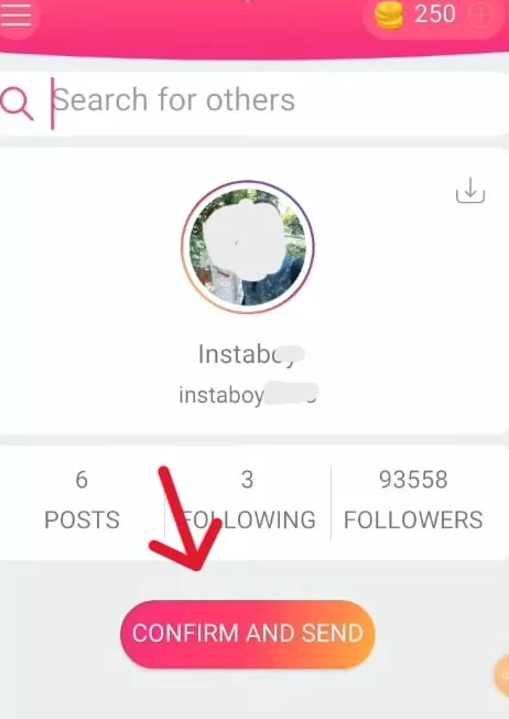 InstaUp APK Download (Official) V18.6.2 Latest Version FREE 16 arrow pointing on instaup apk confirm and send button
